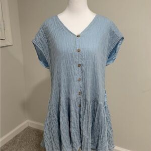 Shop Talulah | Light Blue Button-Front Women’s V-Neck Crinkle dress | sz Medium